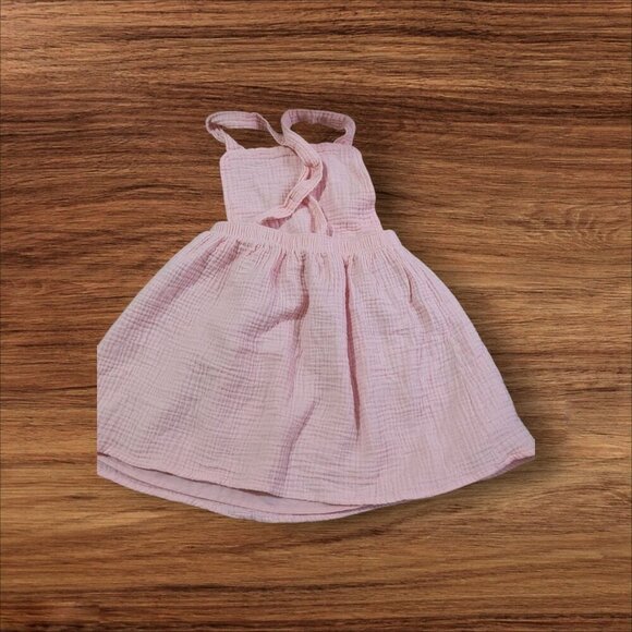 Girls Pink 5T Wonder Nation Sleeveless Cotton Dress With Pockets & Crisscross Ba - Picture 2 of 8